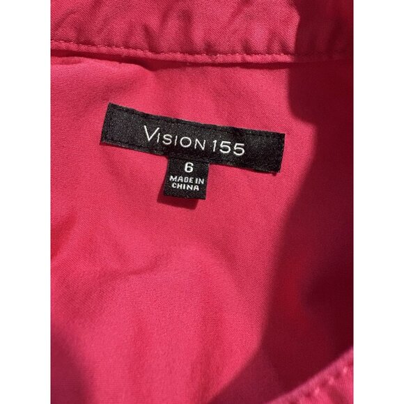 VISION 155 Dillards Hot Pink Sleeveless Button Down Mandarin Collar Y2K Size 6 - Picture 7 of 8
